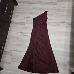 Chic One-Shoulder Burgundy Dress
